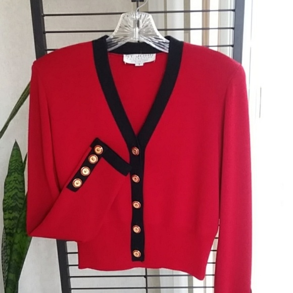 St. John Sweaters - ST. JOHN Collection Red Cardigan Sweater